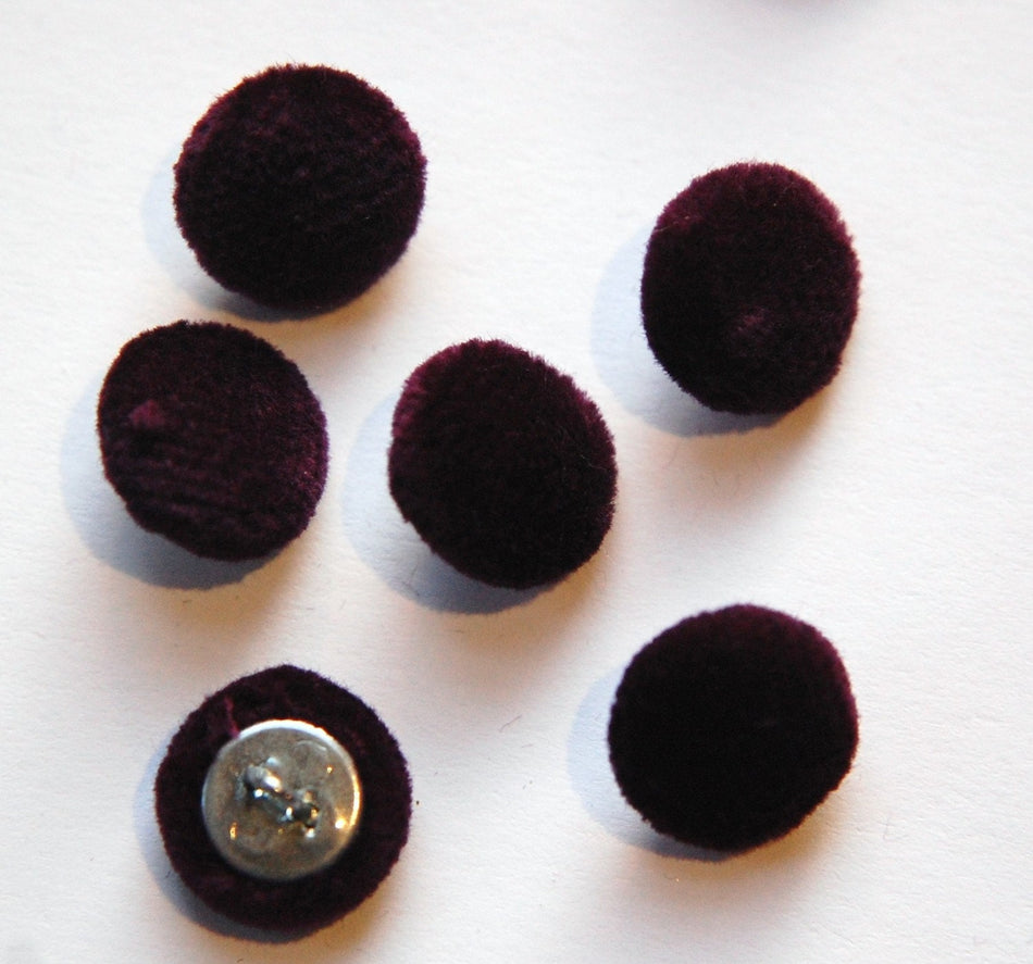 Vintage Plum Soft Velour Fabric Buttons 13mm Metal Shank btn004H