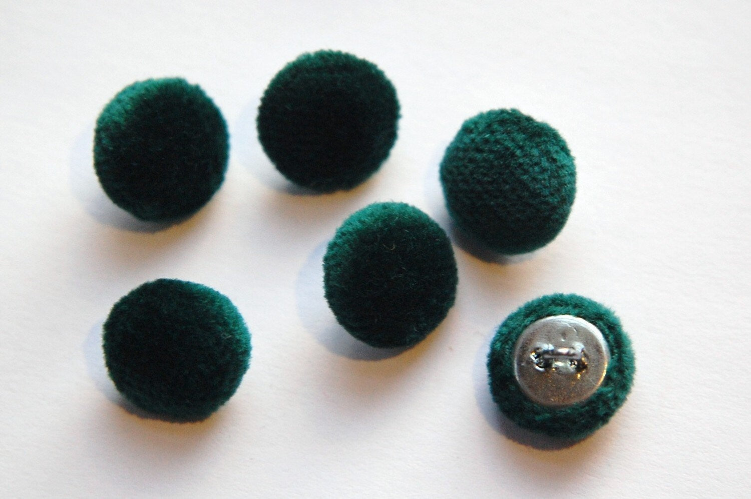 Vintage Green Soft Velour Fabric Buttons 13mm Metal Shank btn004A