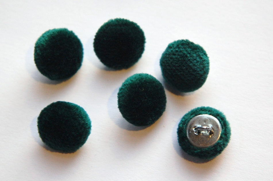 Vintage Green Soft Velour Fabric Buttons 13mm Metal Shank btn004A