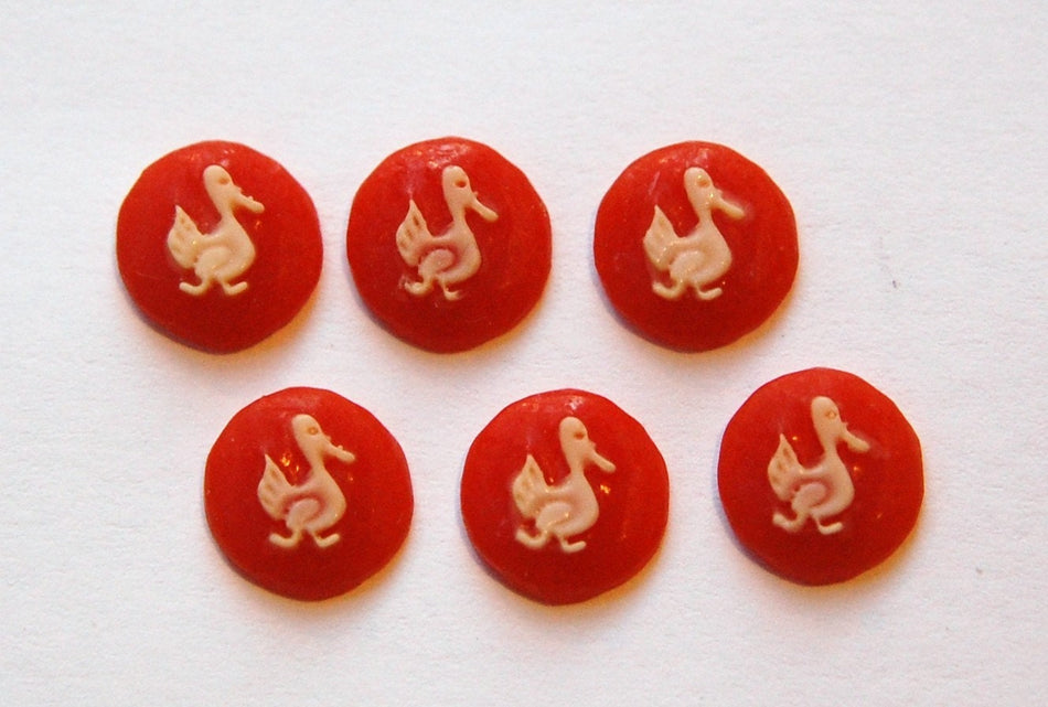 Acrylic Carnelian and Ivory Duck Cameo 10mm (6)