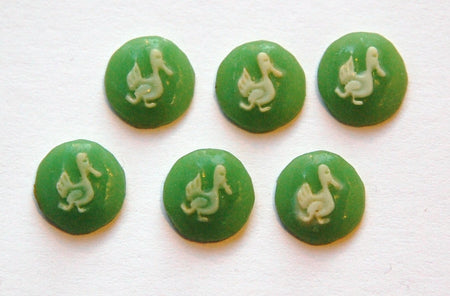 Acrylic Green and Ivory Duck Cameo 10mm (6)