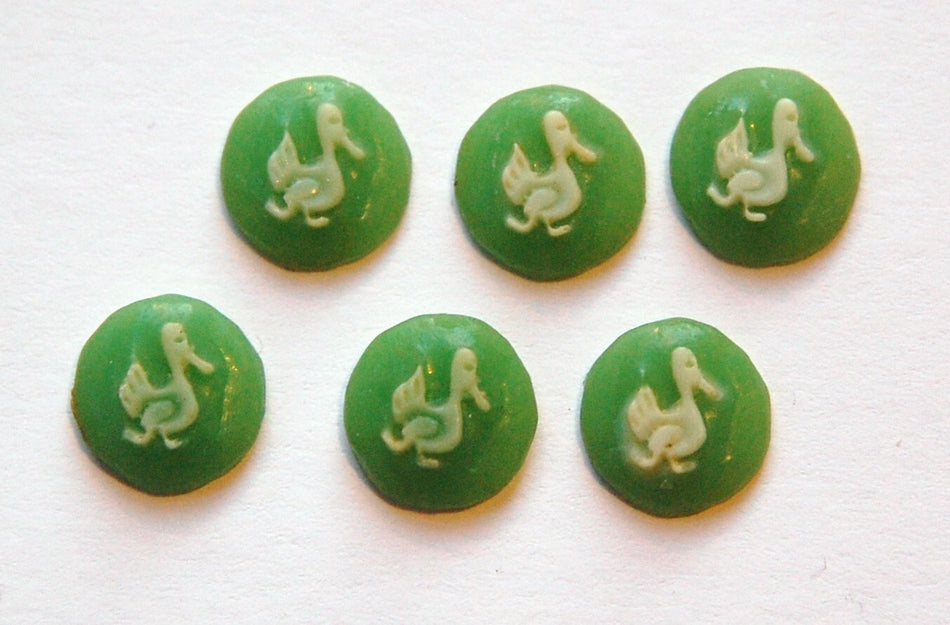 Acrylic Green and Ivory Duck Cameo 10mm (6)