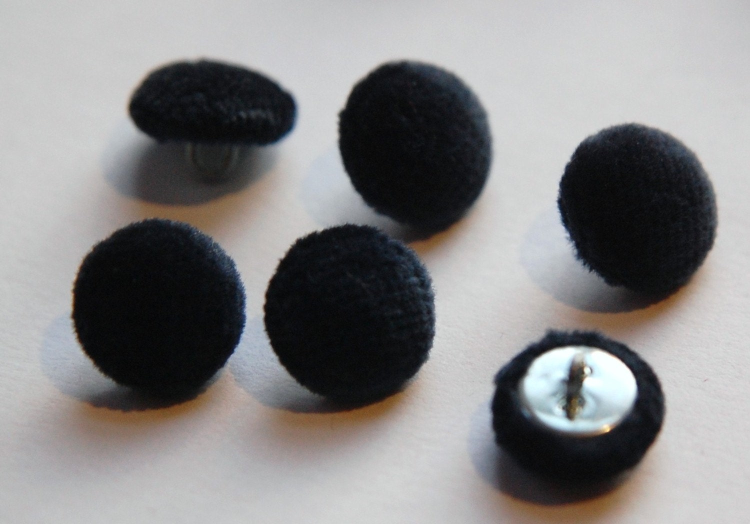 Vintage Darker Blue Soft Velour Fabric Buttons 13mm Metal Shank btn004J