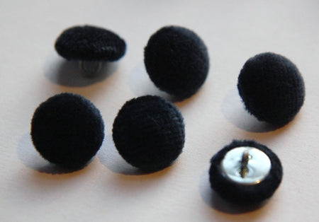 Vintage Darker Blue Soft Velour Fabric Buttons 13mm Metal Shank btn004J