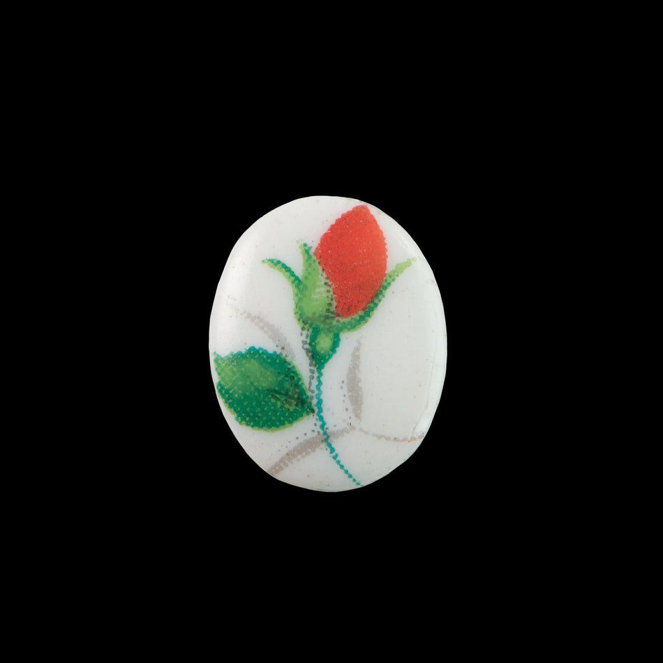 10x8mm Red Flower Bud Glass Oval Cabochons (6)