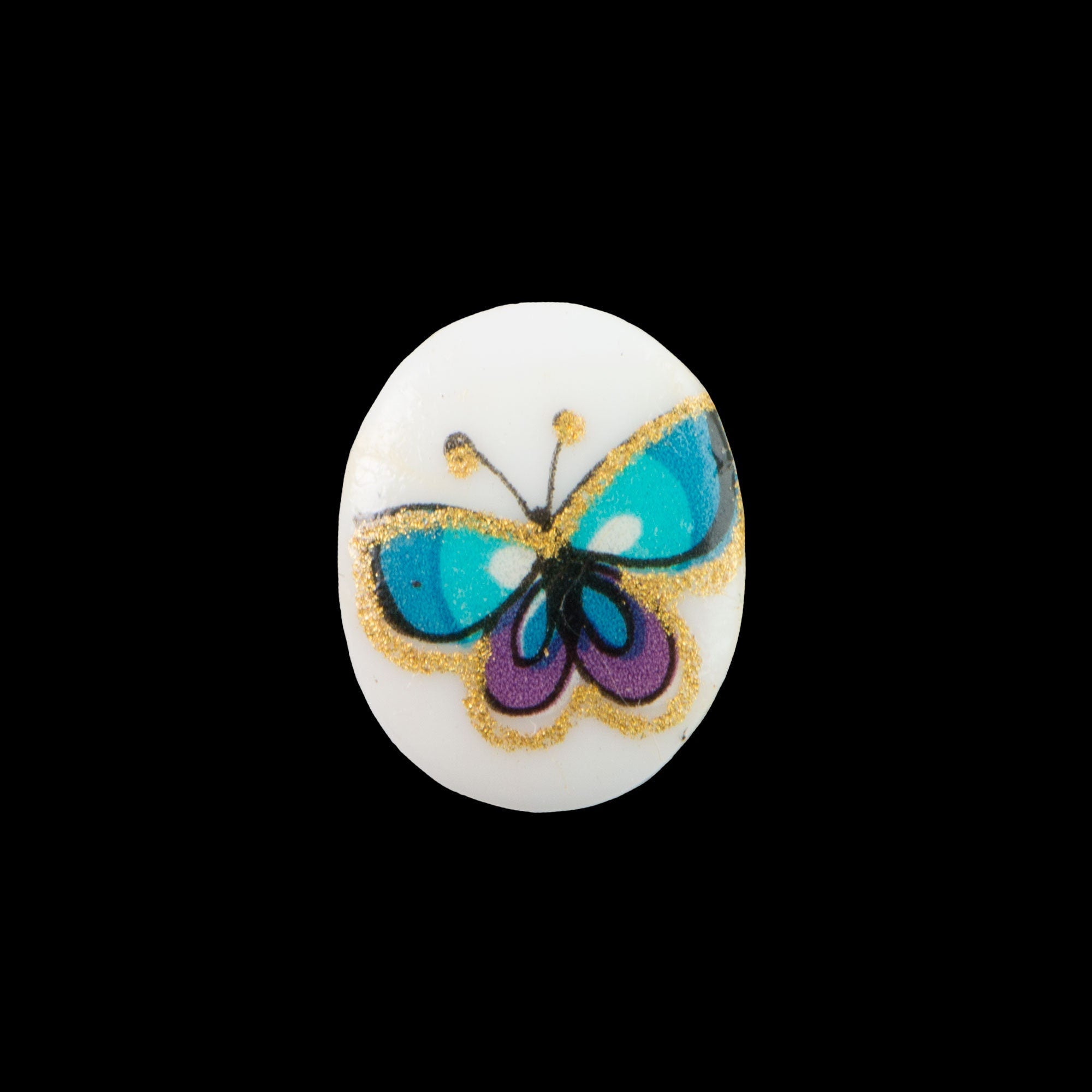 10x8mm Blue and Purple Butterfly Glass Oval Cabochons (6)