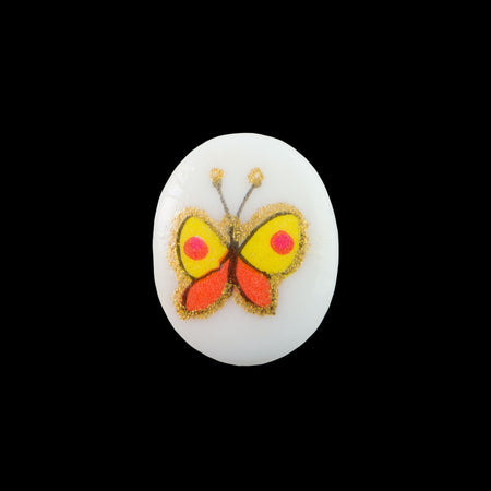 10x8mm Yellow and Orange Butterfly Glass Oval Cabochons (6)
