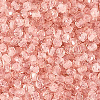 3mm Rosaline Czech Firepolish Faceted Glass Beads (50)