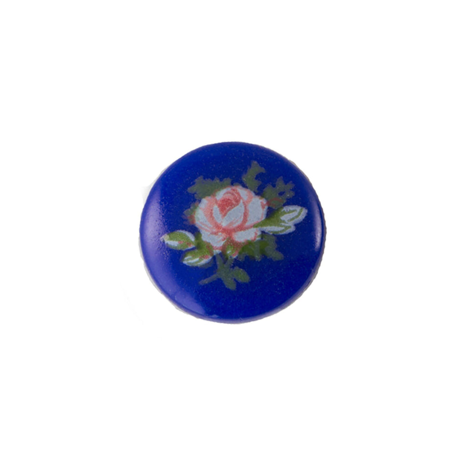 10mm Light Pink Rose on Blue Glass Round Cabochons (6)