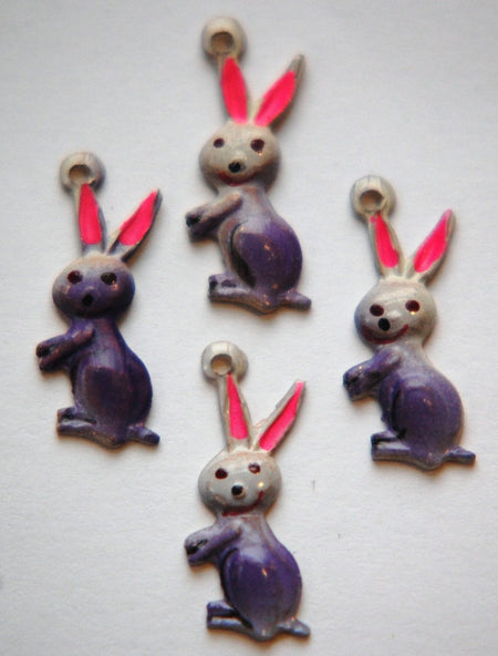 Vintage Metal Bunny Rabbit Charms 22mmx9mm (4) chr176E
