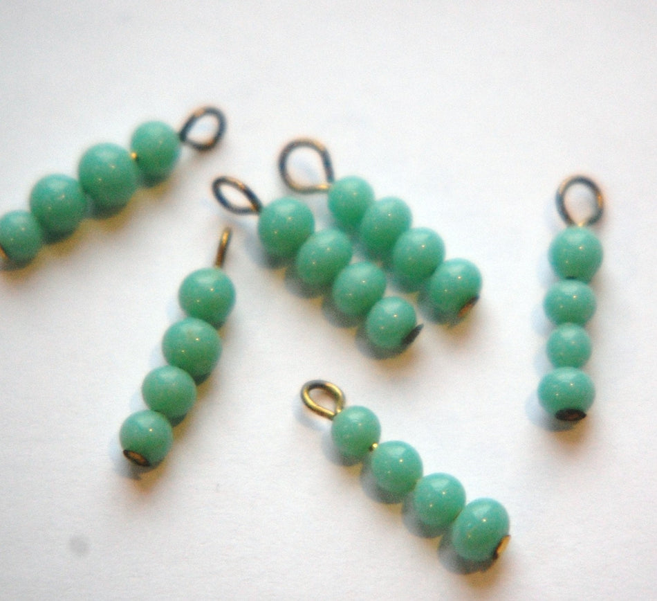 Vintage Turquoise Glass Beaded Drops Japan drp047A