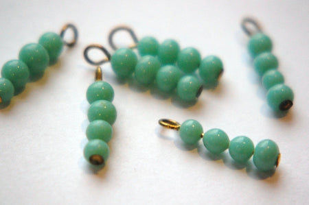 Vintage Turquoise Glass Beaded Drops Japan drp047A