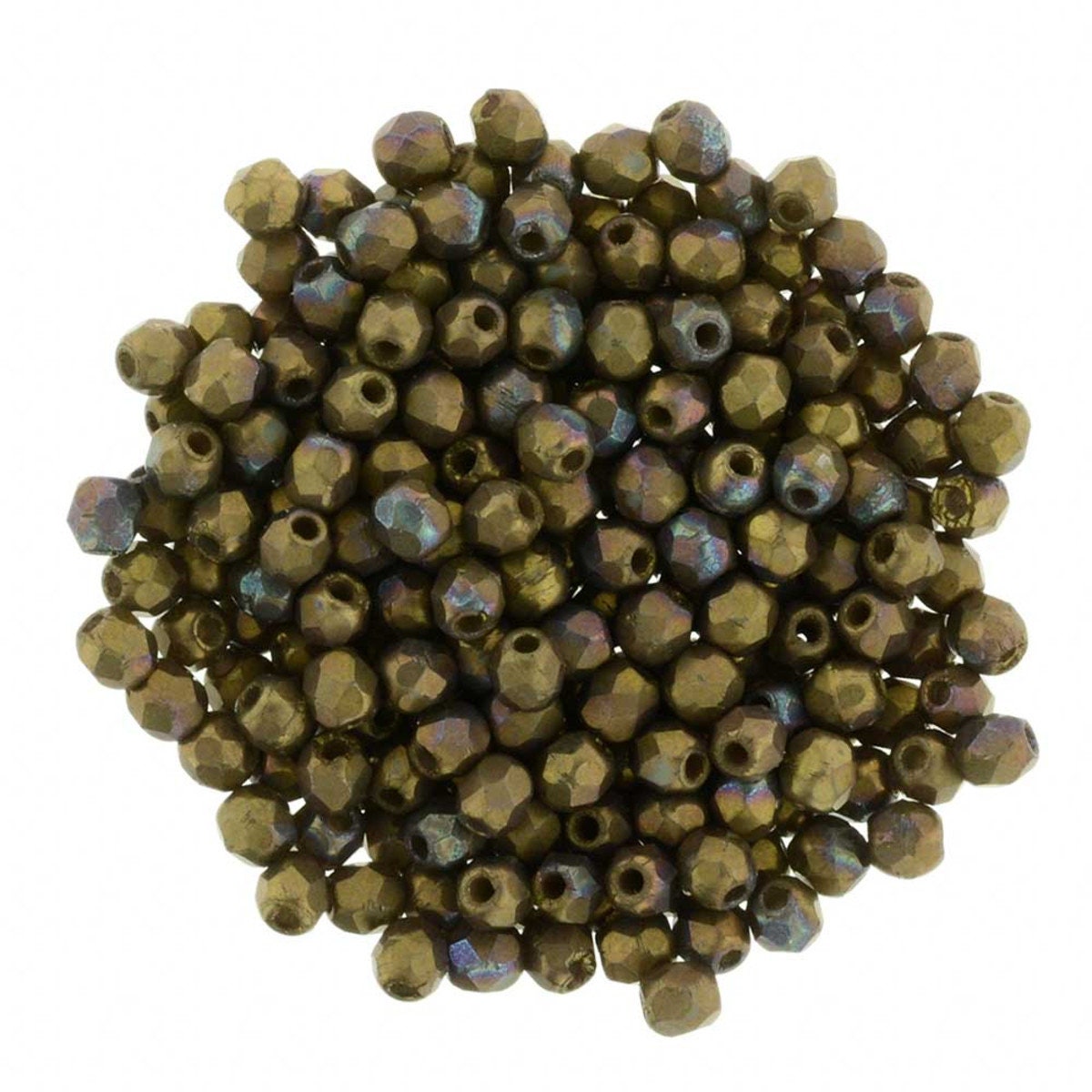 4mm Czech Faceted Matte Oxidized Bronze Clay Firepolish Glass Beads (50)
