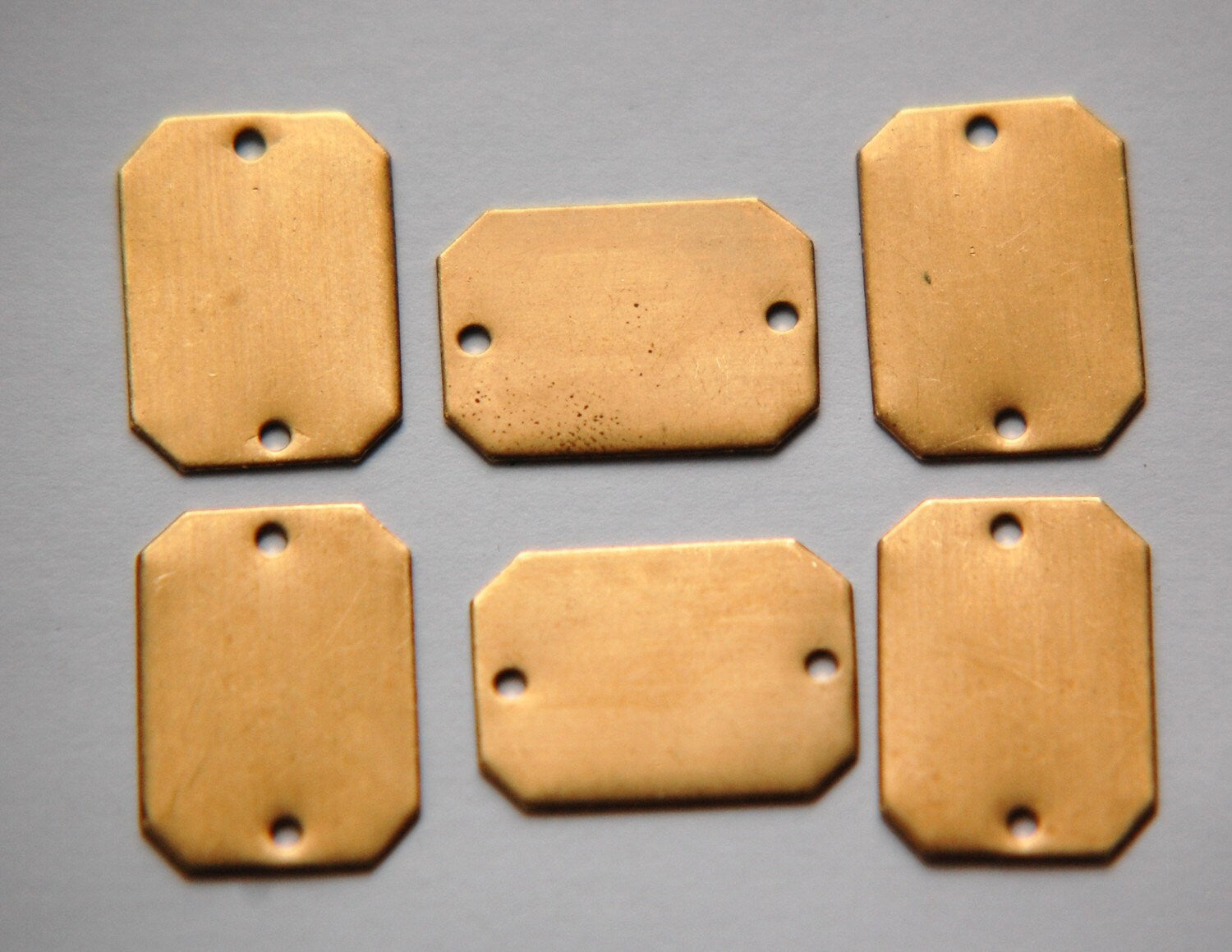 2 Hole Raw Brass Flat Pad Rectangle Connector Setting (6) mtl225