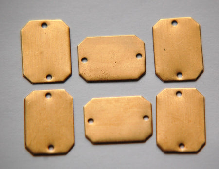 2 Hole Raw Brass Flat Pad Rectangle Connector Setting (6) mtl225