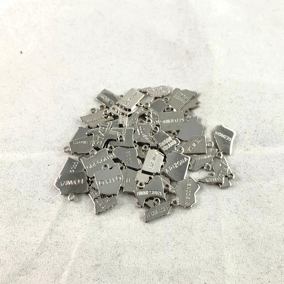 Silver Plated Tiny State Charm United States Complete Set (50)