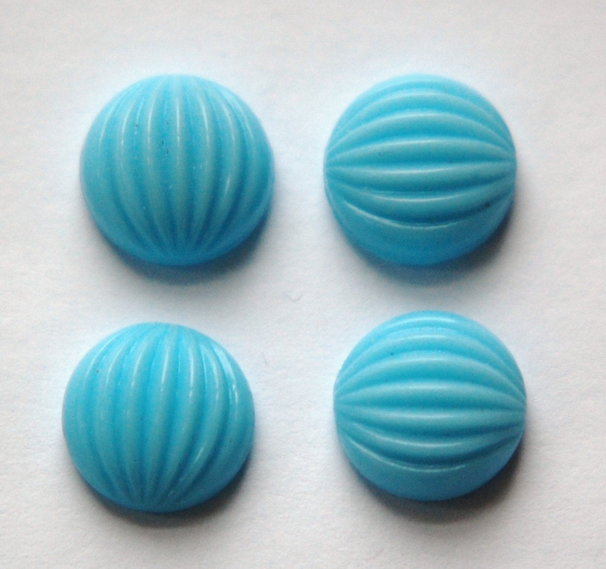 Vintage Blue Melon Glass Cabochons 11mm cab703H