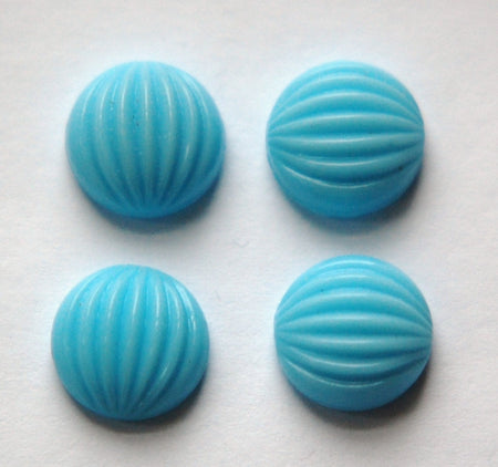 Vintage Blue Melon Glass Cabochons 11mm cab703H