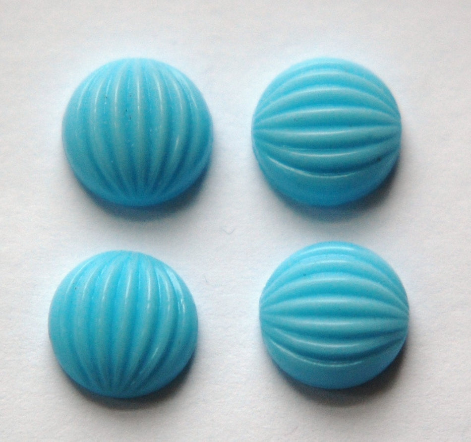 Vintage Blue Melon Glass Cabochons 11mm cab703H