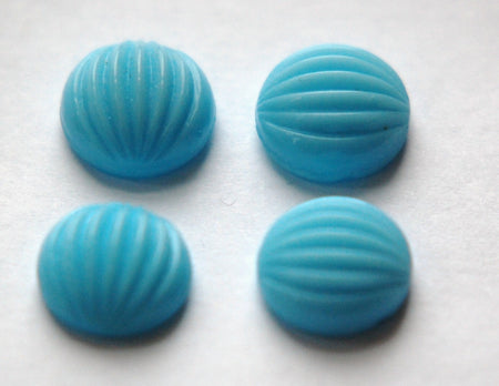 Vintage Blue Melon Glass Cabochons 11mm cab703H