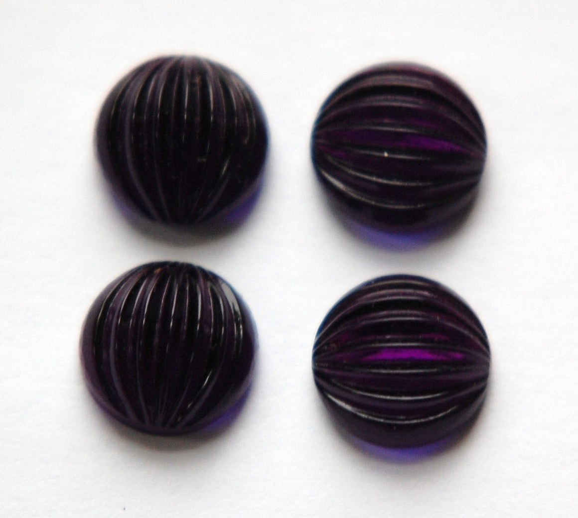 Vintage Amethyst Purple Melon Glass Cabochons 11mm cab703K