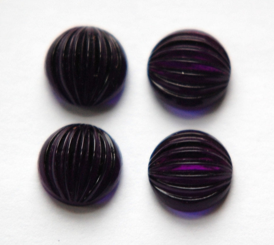 Vintage Amethyst Purple Melon Glass Cabochons 11mm cab703K