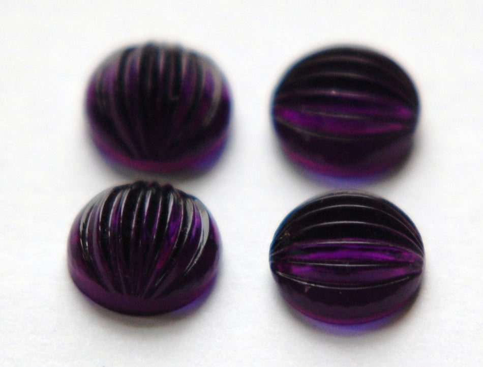 Vintage Amethyst Purple Melon Glass Cabochons 11mm cab703K
