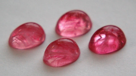 Vintage Cranberry Pink Glass Cabochons White Swirls 14x10mm cab577H