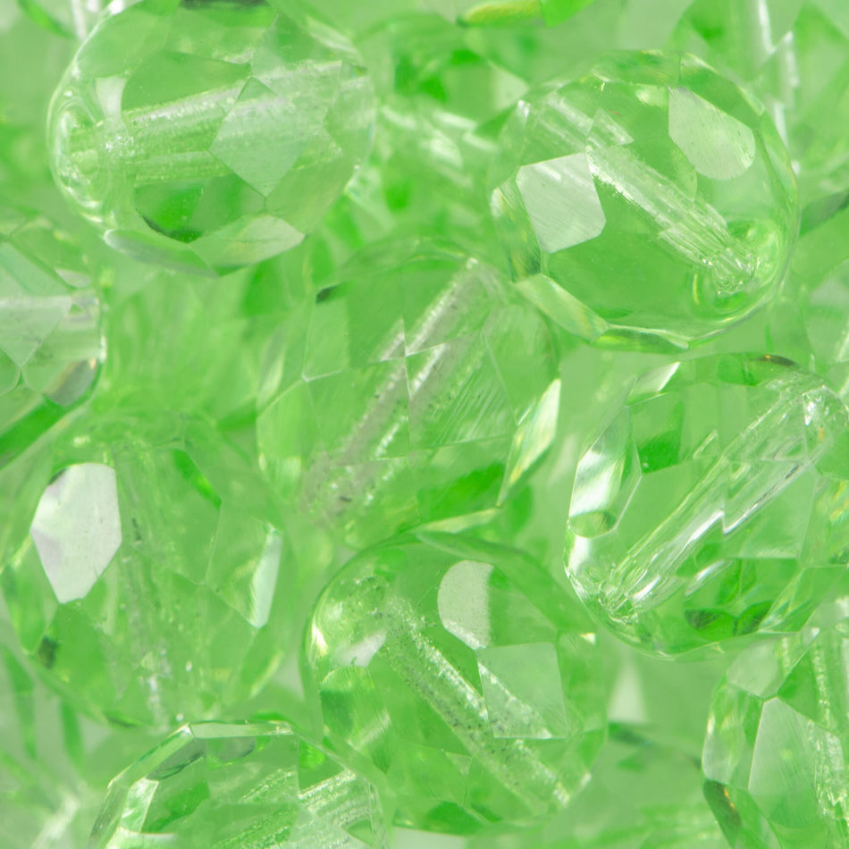 8mm Peridot Czech Firepolish Faceted Glass Beads (25)