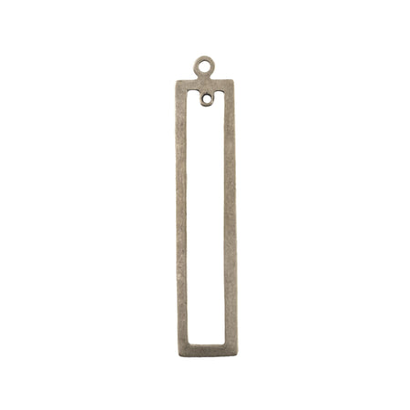 2 Hole Sterling Silver Ox Long Rectangle Pendant Drop 42x9mm (4)