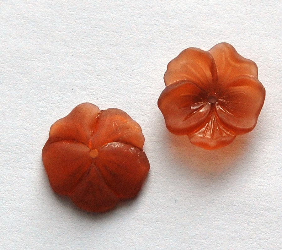 Vintage Matte Topaz Lucite Flower Bead Cap 14mm bds354D