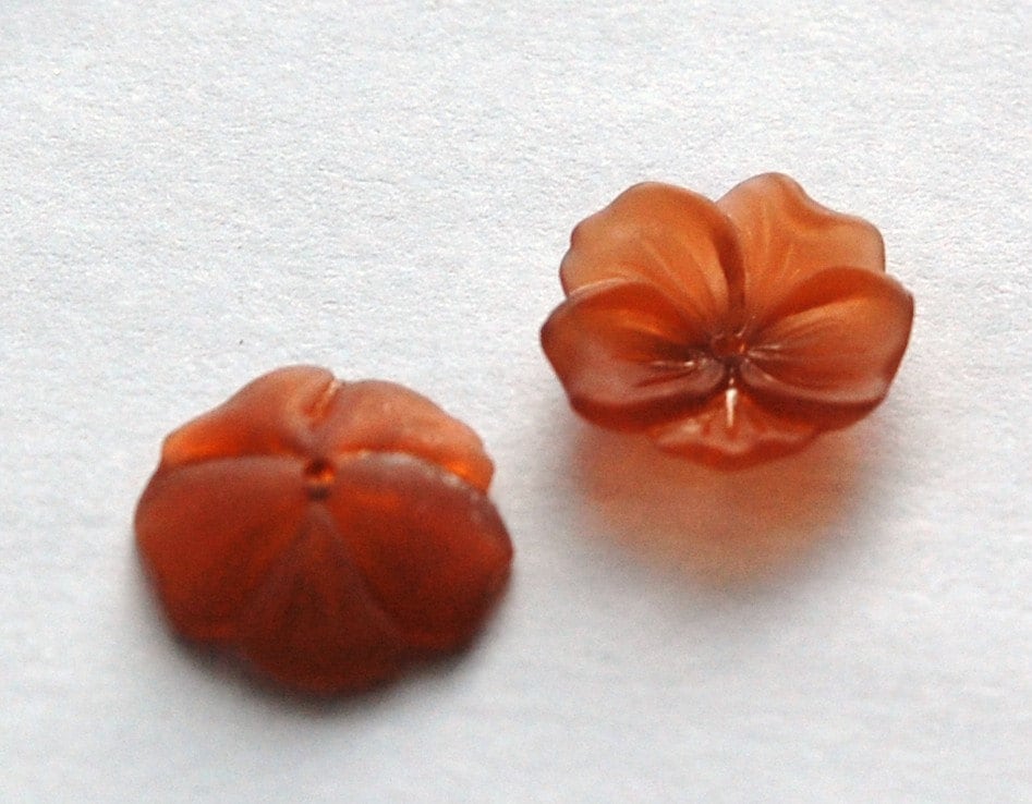 Vintage Matte Topaz Lucite Flower Bead Cap 14mm bds354D