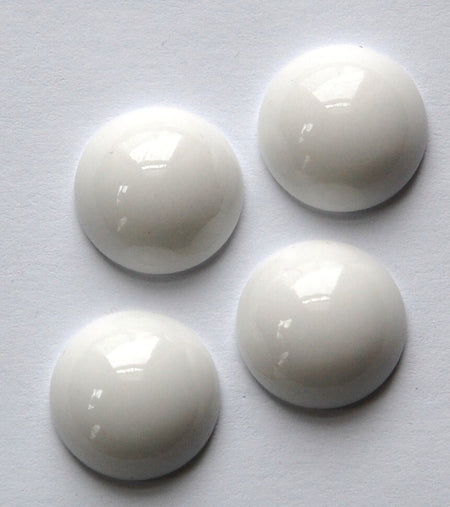 Vintage White Glass Cabochons 15mm (4) cab705H