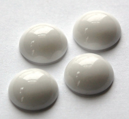 Vintage White Glass Cabochons 15mm (4) cab705H