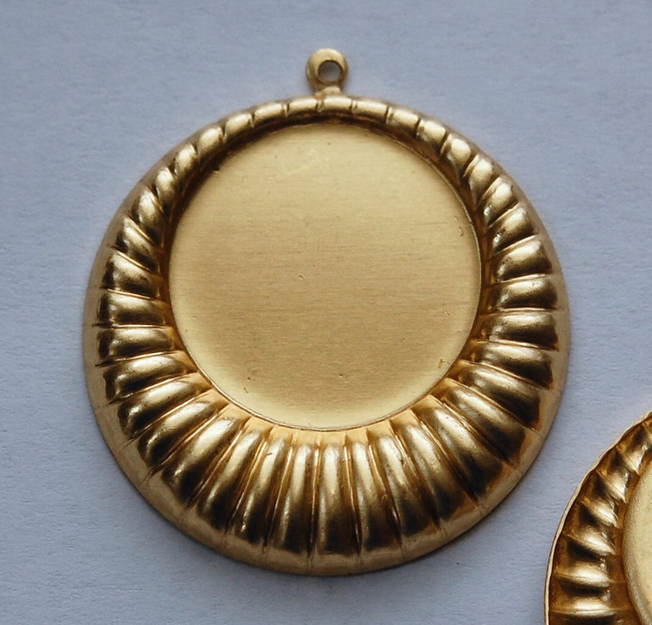 Raw Brass Hoop Pendant with 22mm Setting pnd101A