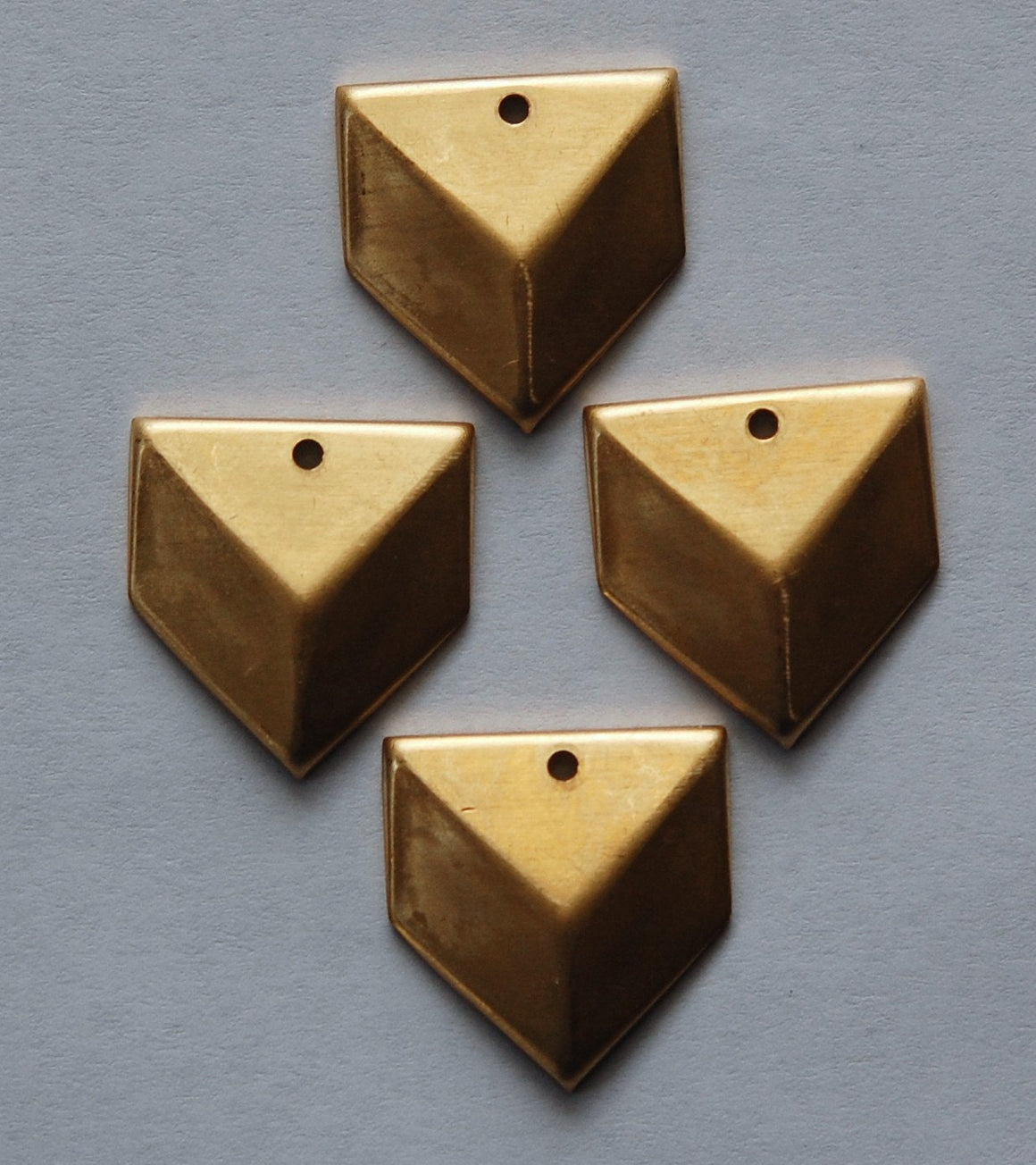 1 Hole Raw Brass Geometric Triangle Charms Drops 18x18mm (6) mtl076