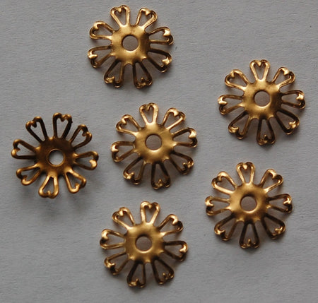 Raw Brass Open Petal Bead Cap Spacer (6) mtl353A