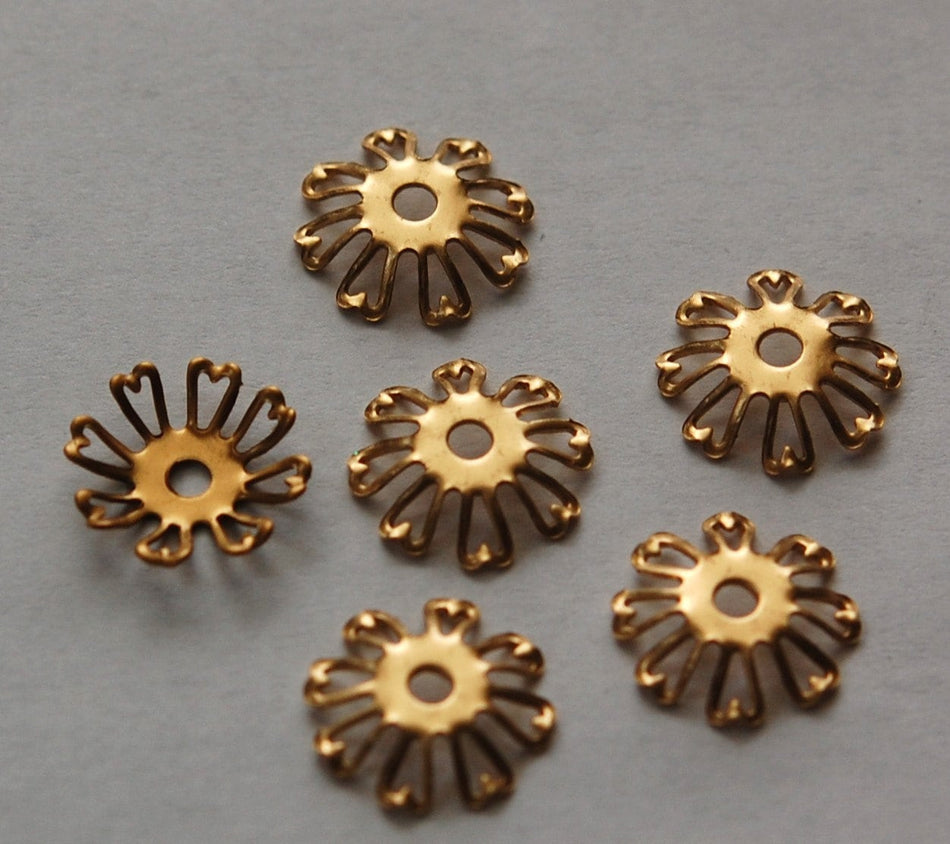 Raw Brass Open Petal Bead Cap Spacer (6) mtl353A
