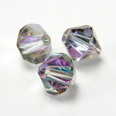 6mm Light Vitrail Crystal Bicone Czech Faceted Glass Beads (25)