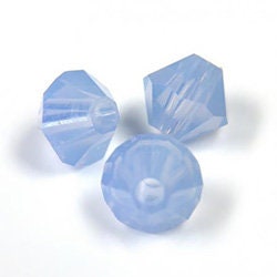 6mm Light Sapphire Opal Bicone Czech Faceted Glass Beads (50)