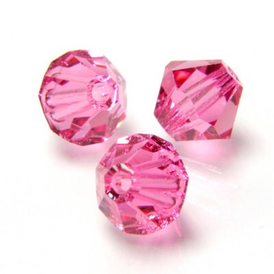 6mm Rose Bicone Czech Faceted Glass Beads (50)