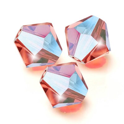 6mm Padparadscha AB Bicone Czech Faceted Glass Beads (25)