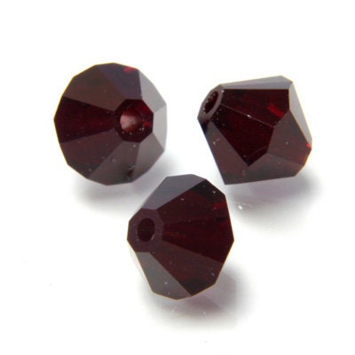 6mm Garnet Bicone Czech Faceted Glass Beads (25)