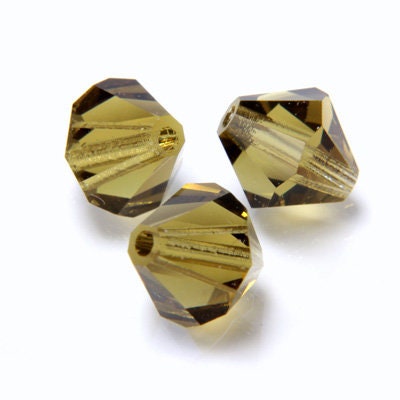 6mm Gold Beryl Bicone Czech Faceted Glass Beads (25)