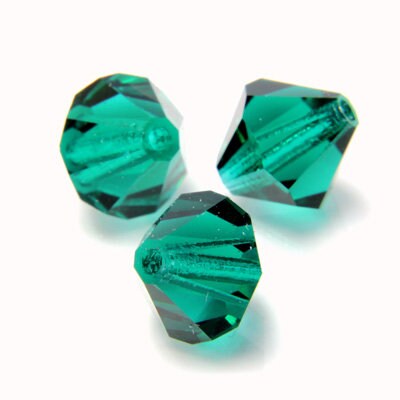 6mm Emerald Bicone Czech Faceted Glass Beads (25)