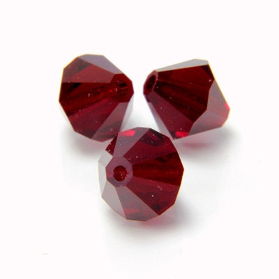 6mm Siam Ruby Bicone Czech Faceted Glass Beads (25)