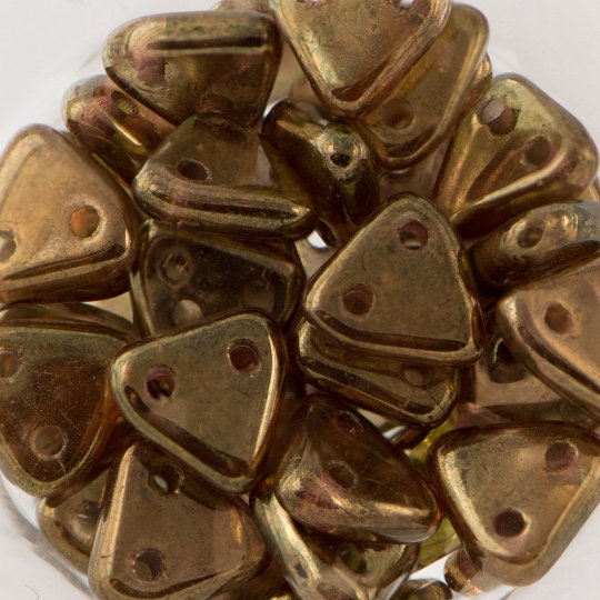 6mm Patina Olive CzechMates Triangle 2 Hole Glass Beads (50)