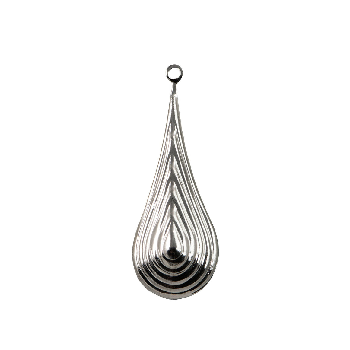 Silver Plated Raised Ribbed Rounded Pendant Drop (4)