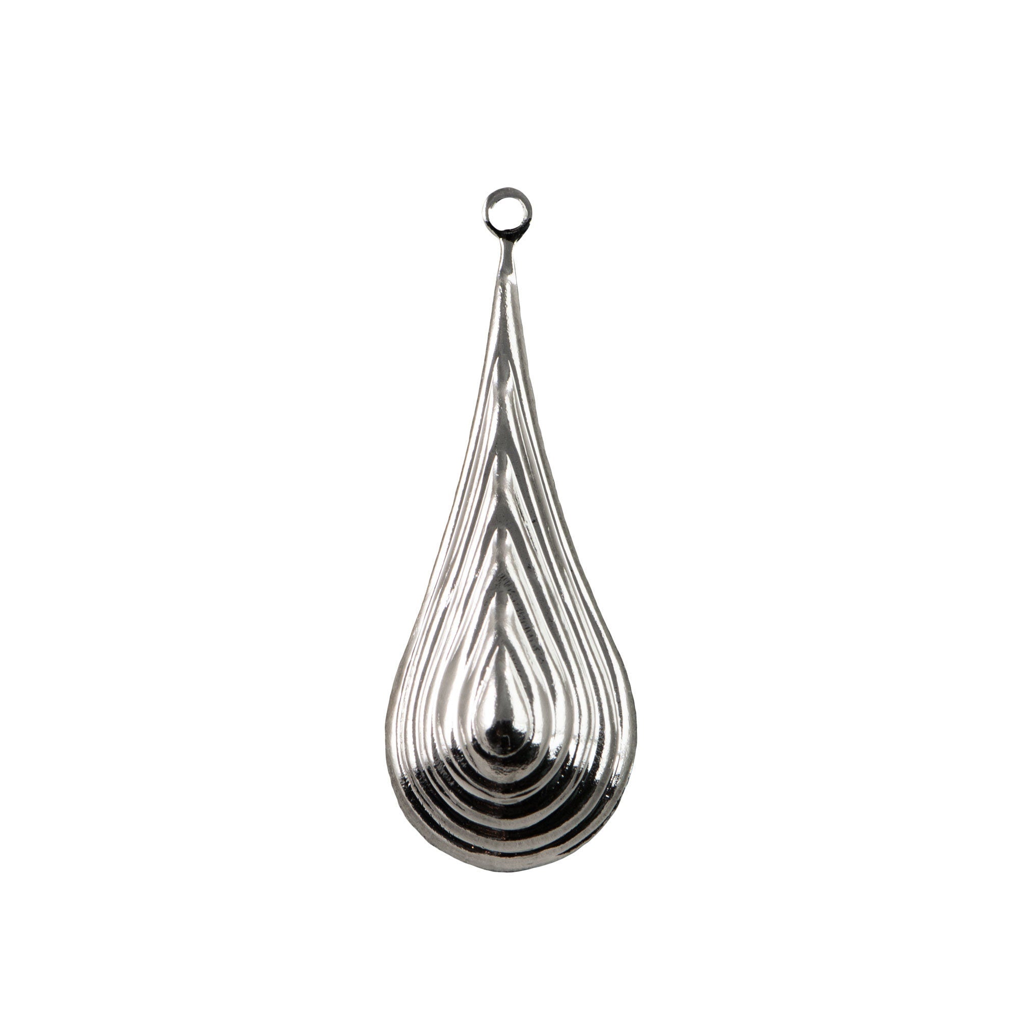 Silver Plated Raised Ribbed Rounded Pendant Drop (4)