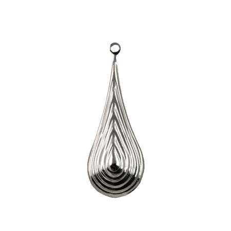 Silver Plated Raised Ribbed Rounded Pendant Drop (4)